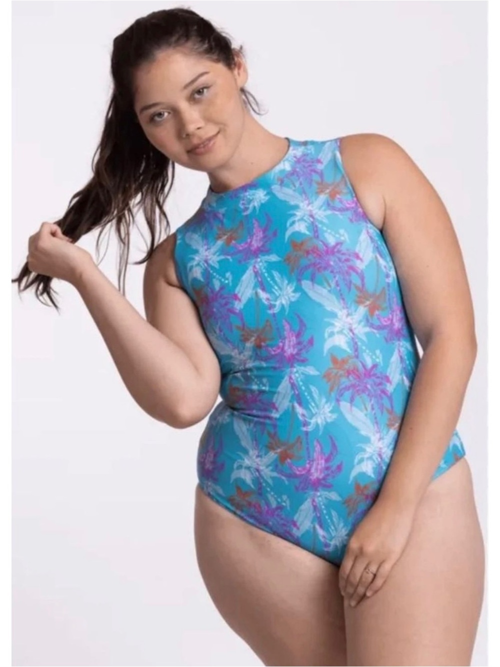 Joyln X Curvy Girl Summer Surfside Print Cleopatra One-Piece Surfsuit Size Large